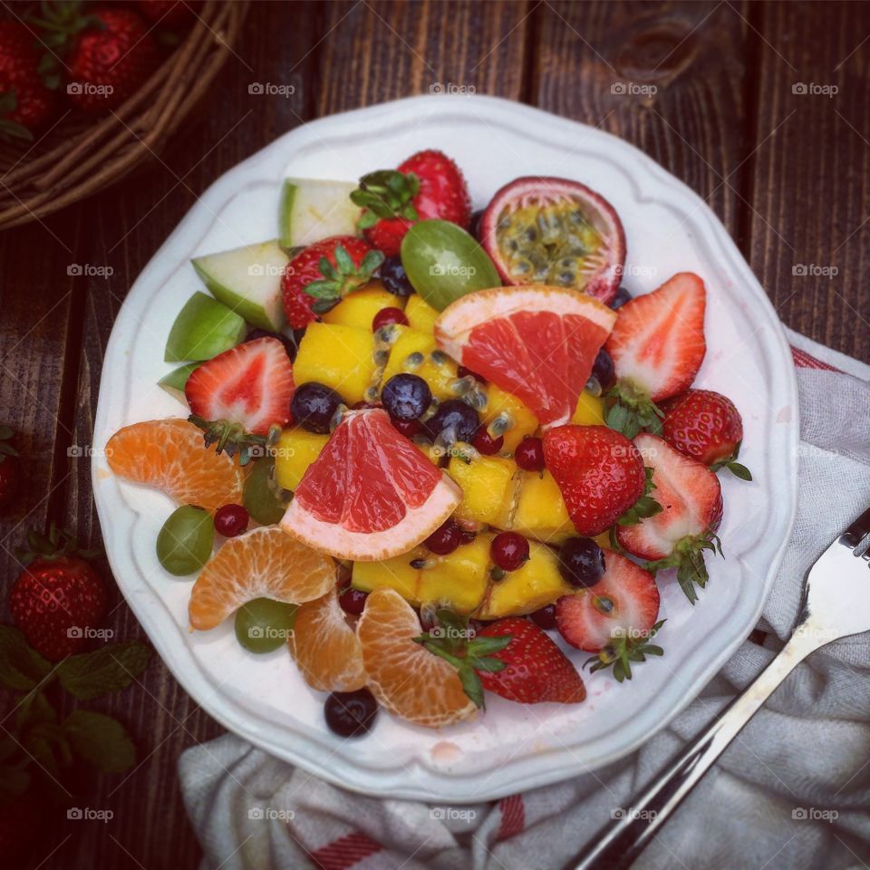 Fruits salad on plate