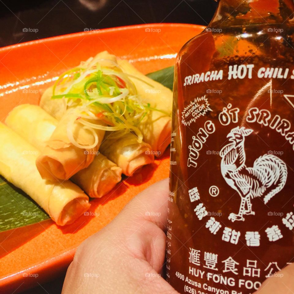 Spring Roll and Sriracha