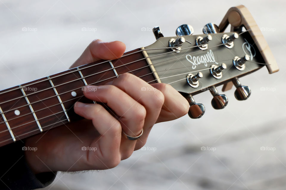 Metal details of guitar