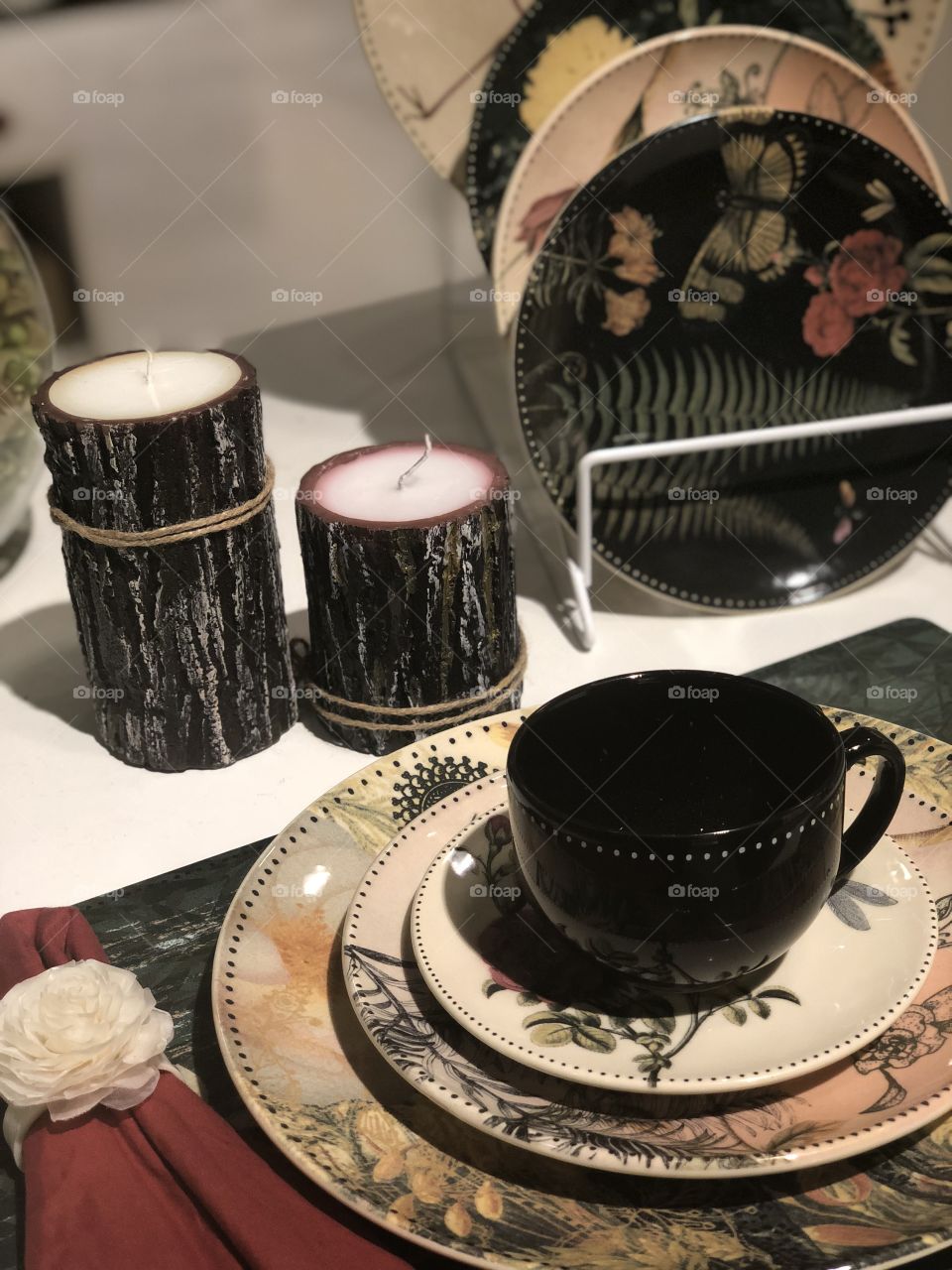 Cup and plates at kitchen 