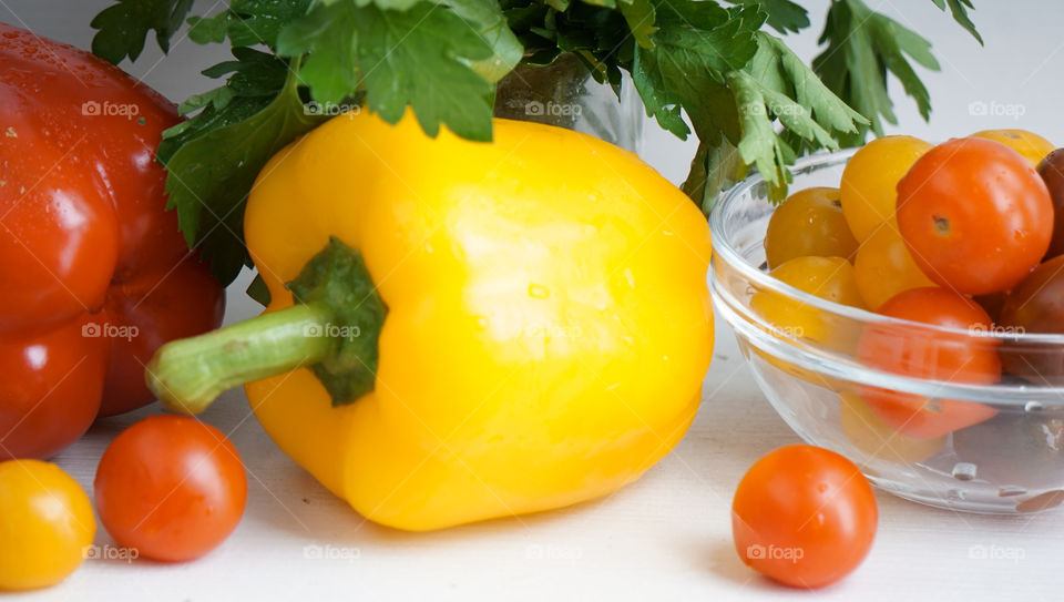 vegetables on a white background