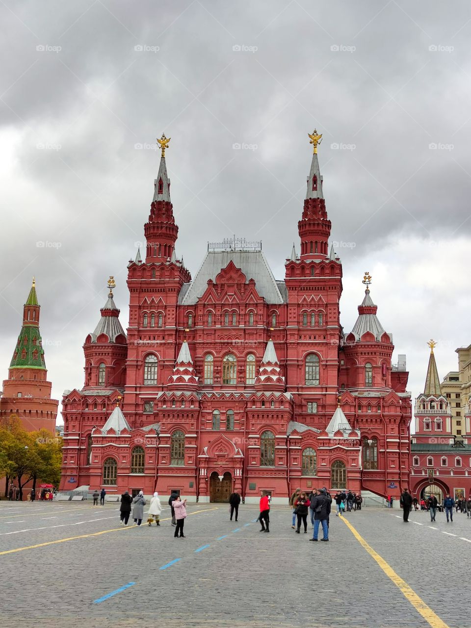 Moscow.  The Red Square.  Corner Arsenal Tower of the Kremlin, State Historical Museum and Resurrection Gate