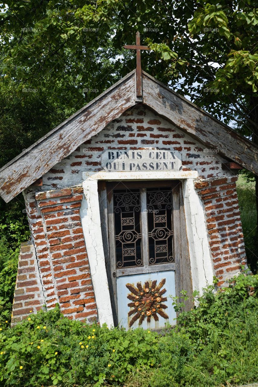 Little chapel along a road in France