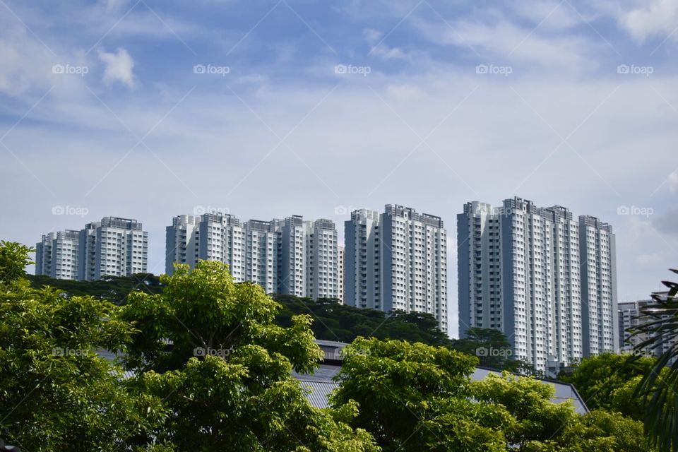 Repeating rows of apartment buildings in Singapore