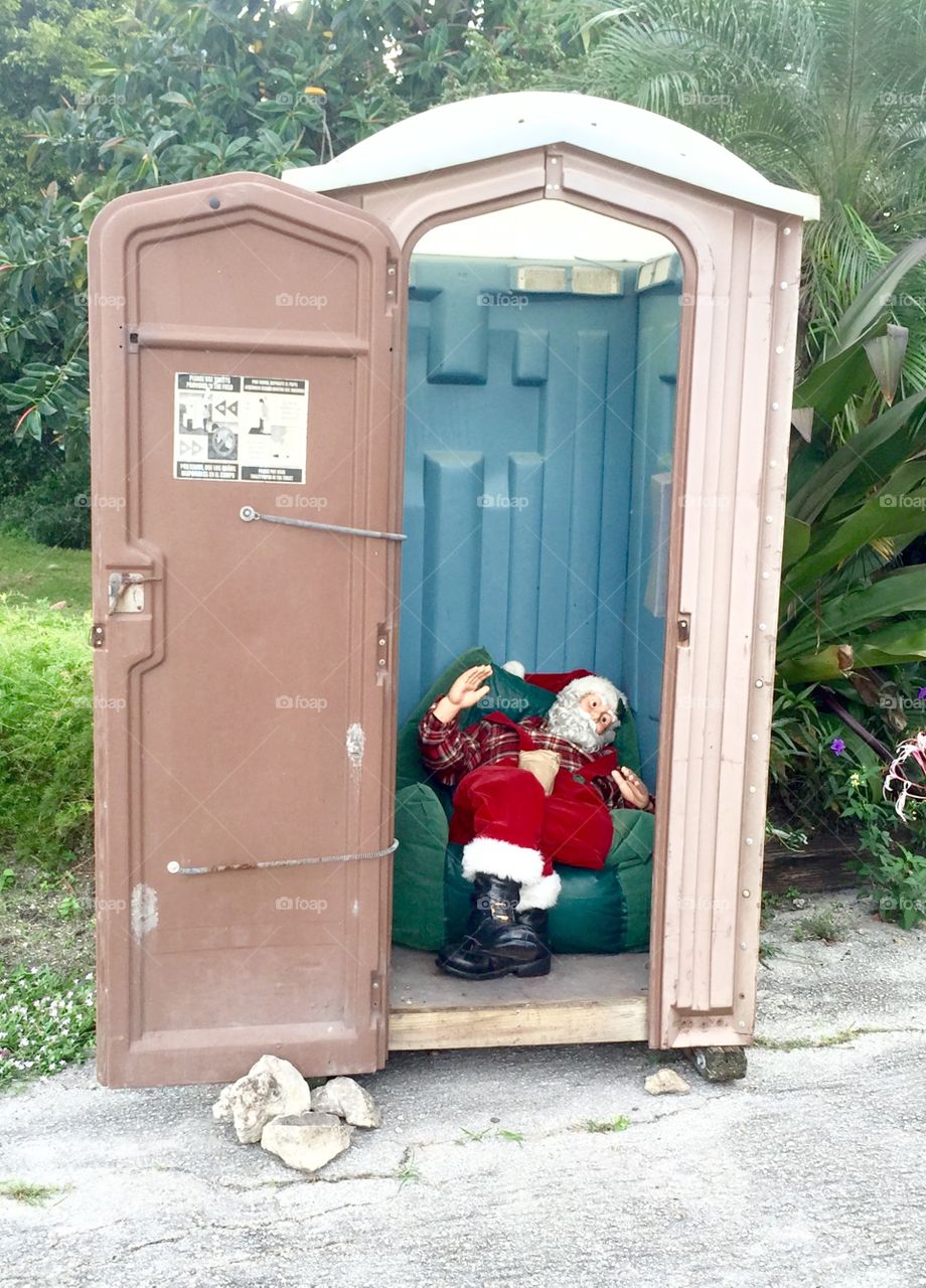 Santa in the Porta-Potty