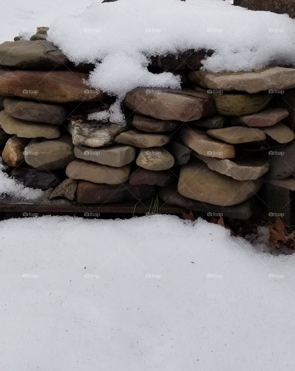 Snowy Rock Wall