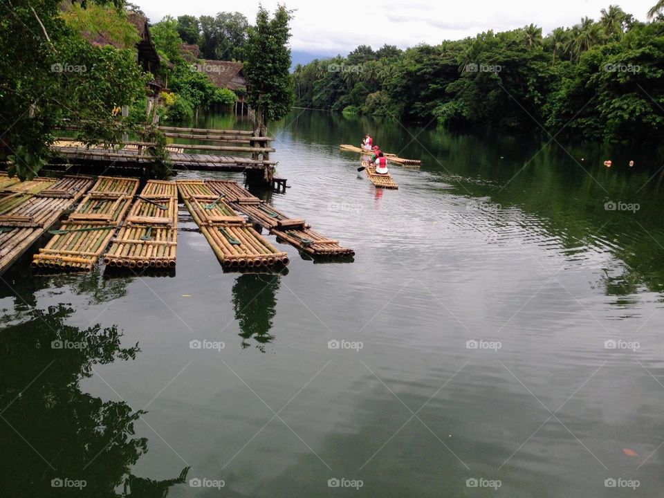 Countryside vacation: bamboo canoe ride!