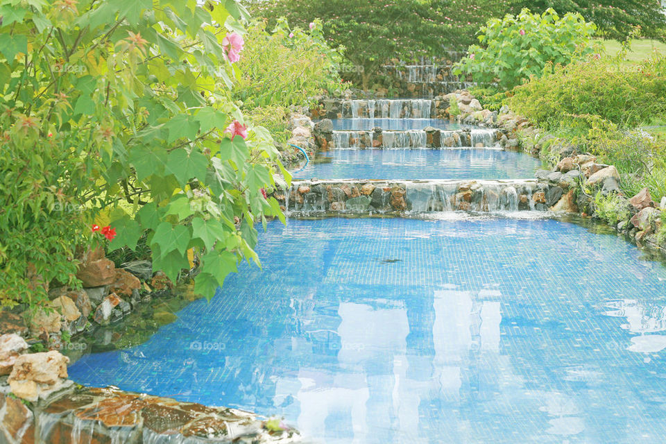 many steps little waterfall