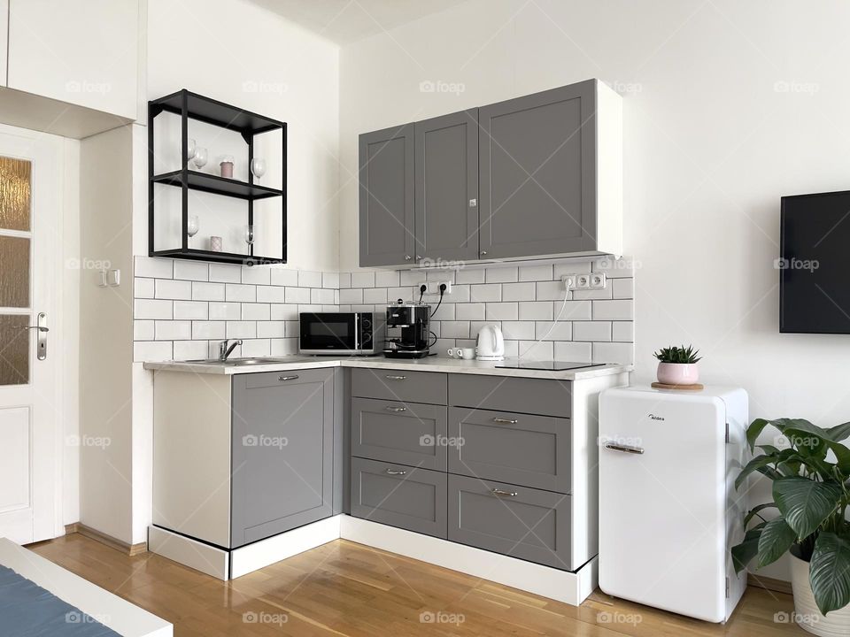 Interior of small modern kitchen 