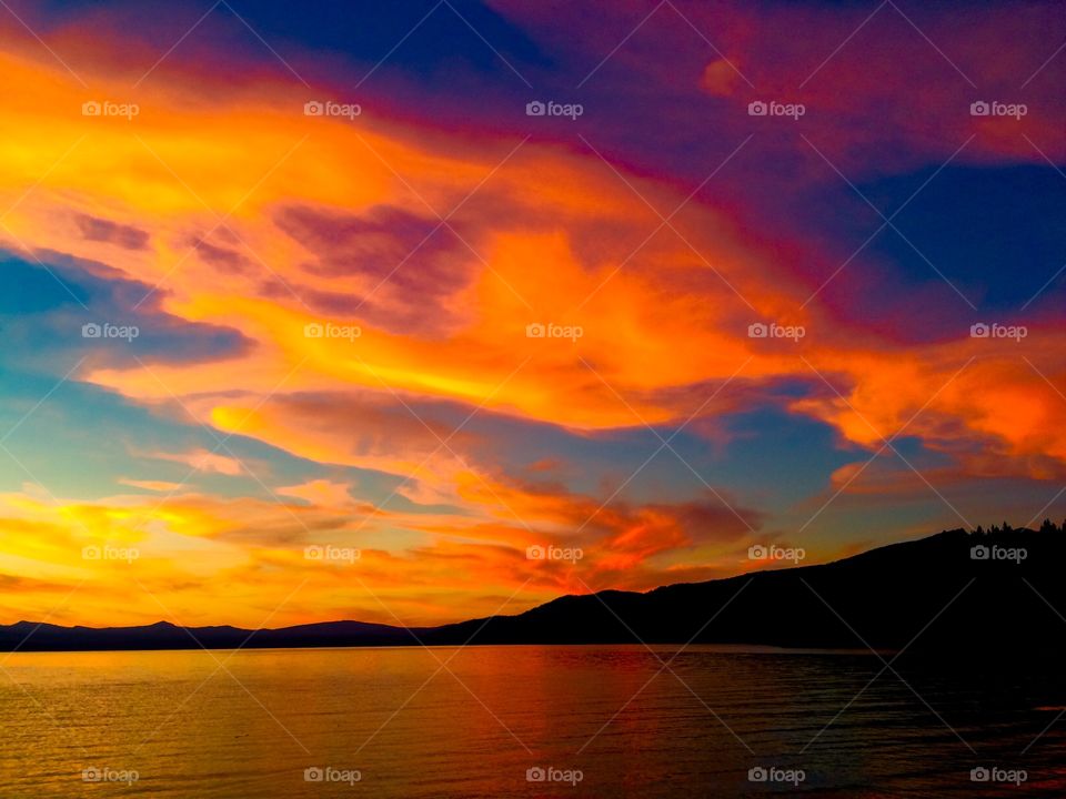 Dramatic sky against lake