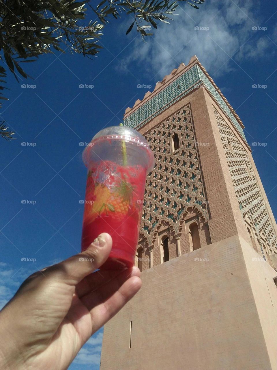 Beautiful architecture:  the minaret of kasbah mosque at marrakech city in Morocco.