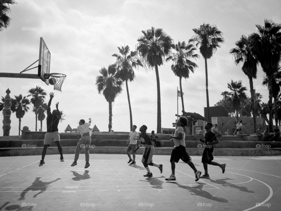 Outdoor Basketball Game at Venice Beach