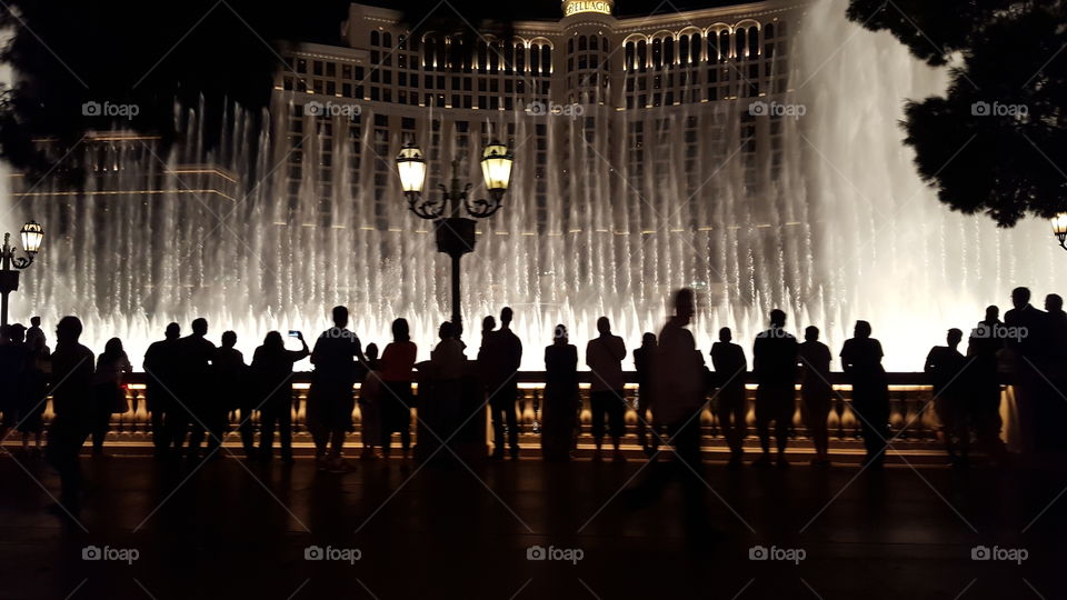 Dancing Water. People watching the dancing water on the Las Vegas strip