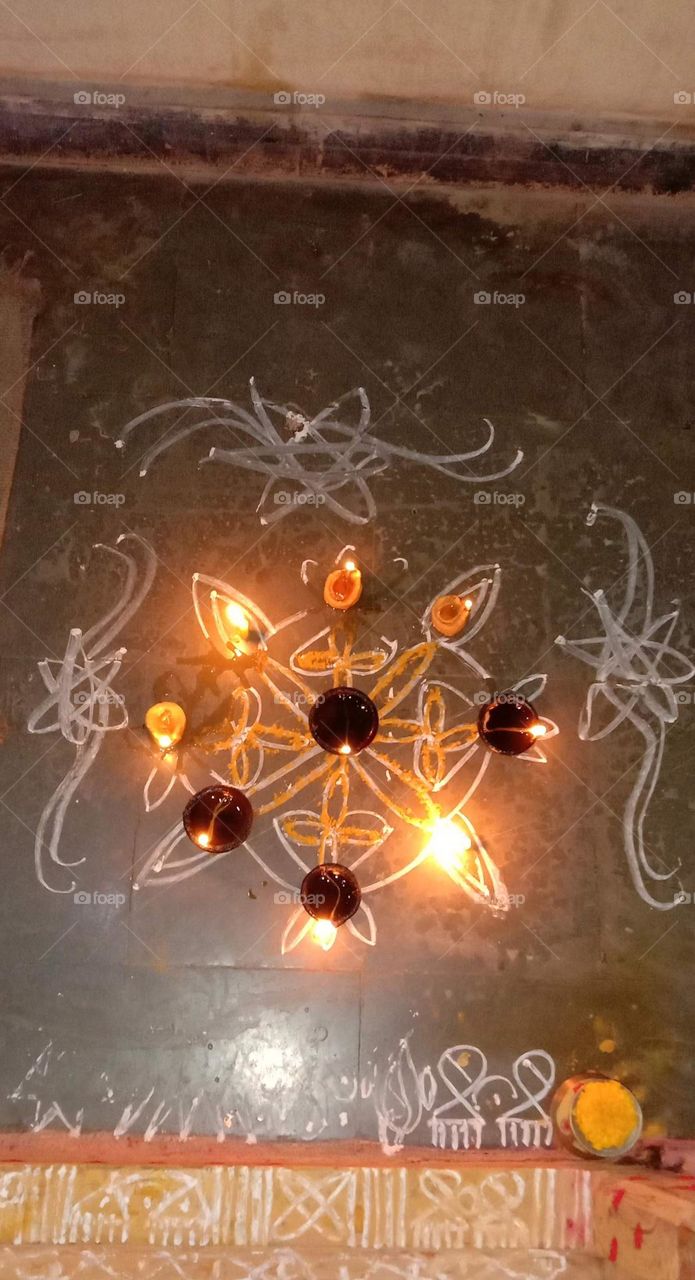 Rangoli art with 🪔 Diya lamp 🪔