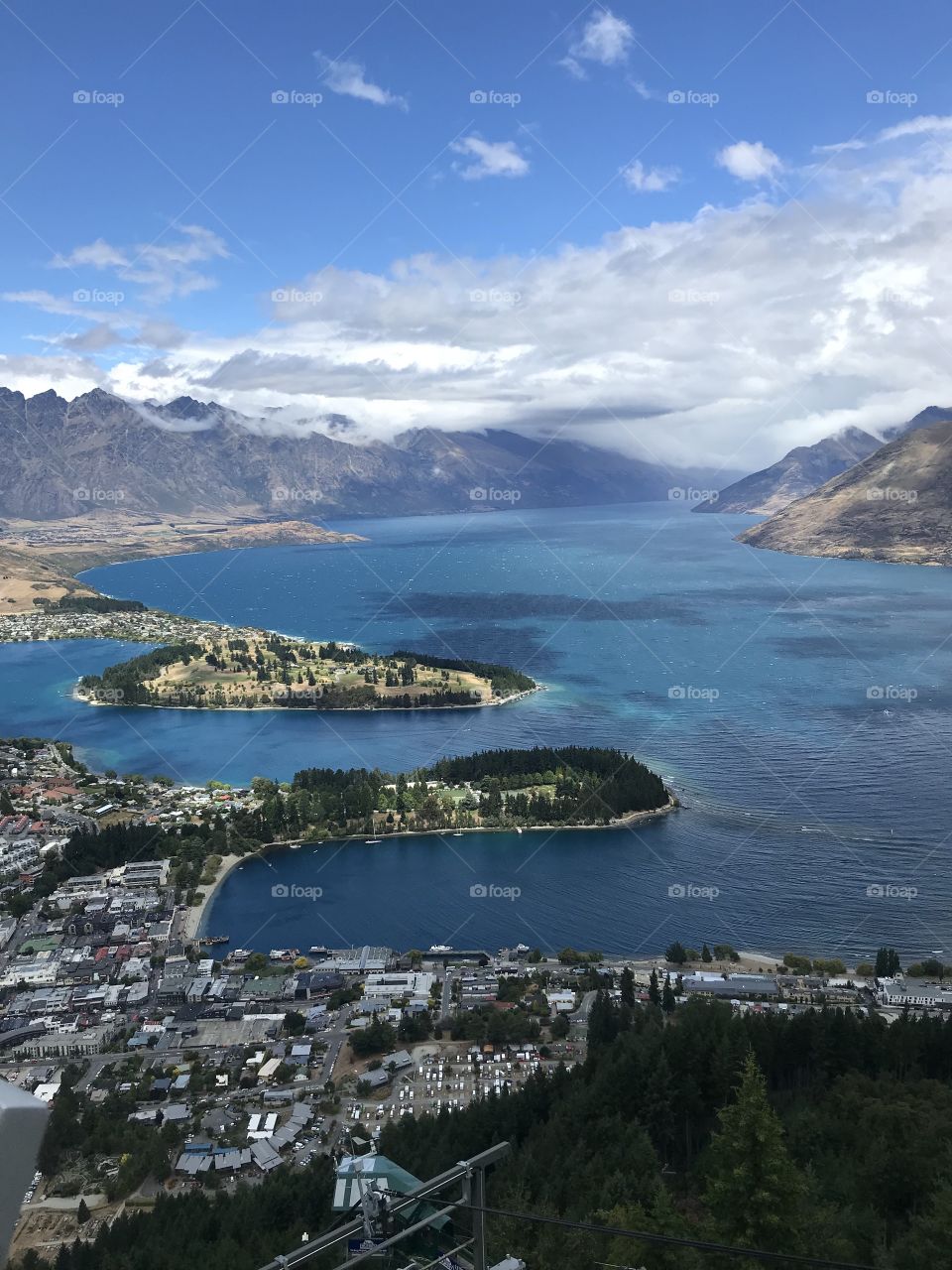 Beautiful mountain top views of the city and water in Christchurch NZ