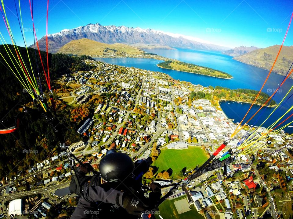 Paragliding above Queenstown, New Zealand