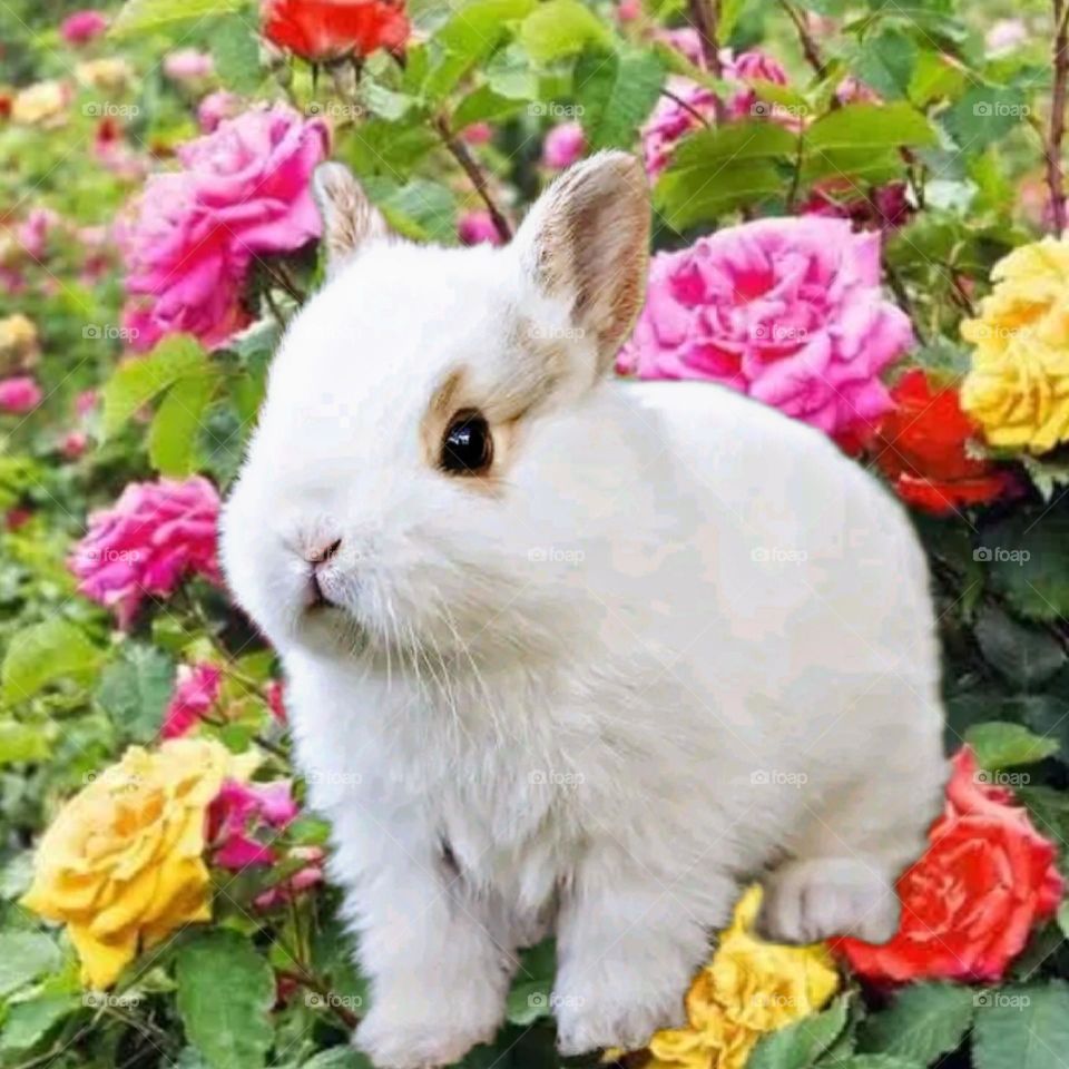 my beautiful and cute rabbit in the garden.