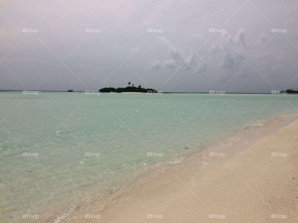 White sand beach with turquoise water 