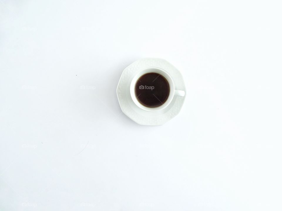 Black coffee on white background