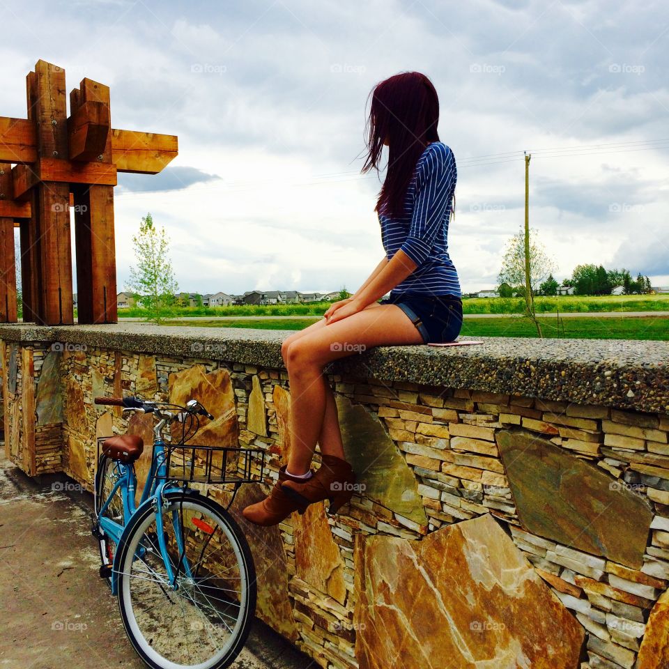 Girl and her bicycle 