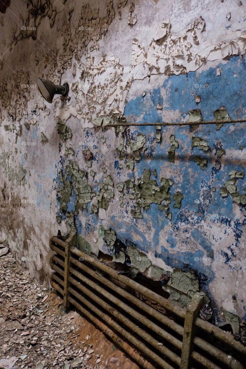 Abandoned Prison Cell With Peeling Paint, Abandoned Photography, Vintage Older Worn Prison System 