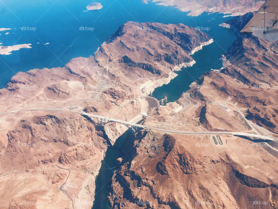 Hoover Dam. Aerial view of the Hoover dam