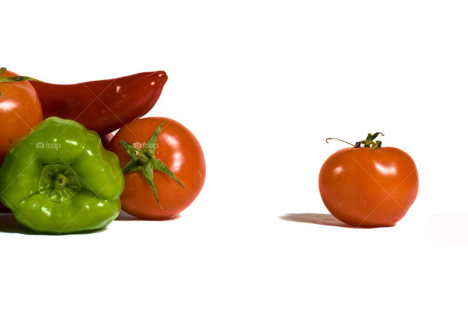 Vegetables on white