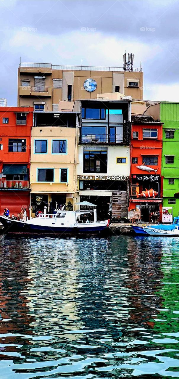Taiwanese colorful huts on the beach