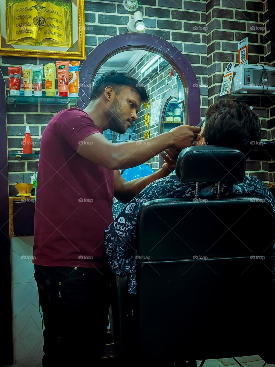 Barber shop beard setting