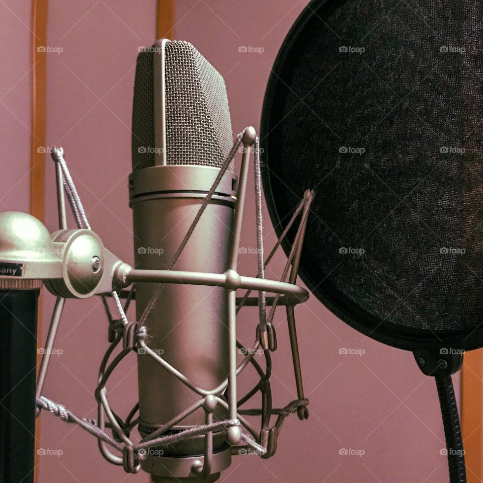 A microphone in record studio 