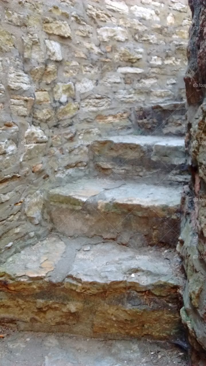 round stone staircase