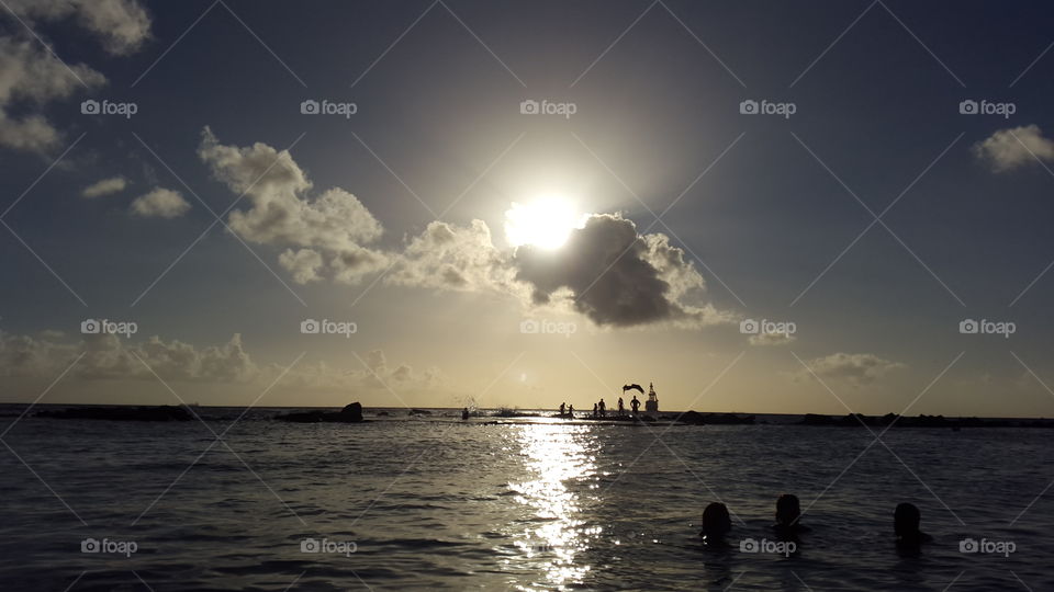 Sunset, Water, Dawn, Sun, Silhouetted