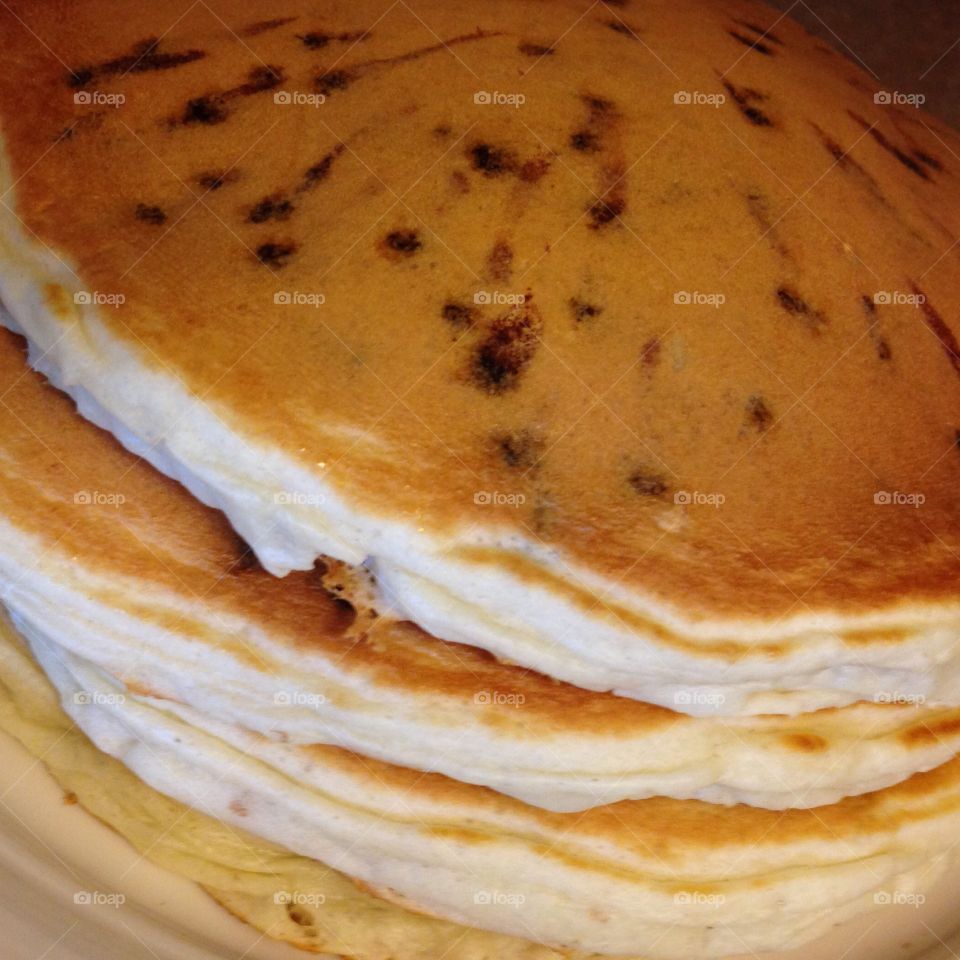 These are chocolate chip pancakes ready to eat.