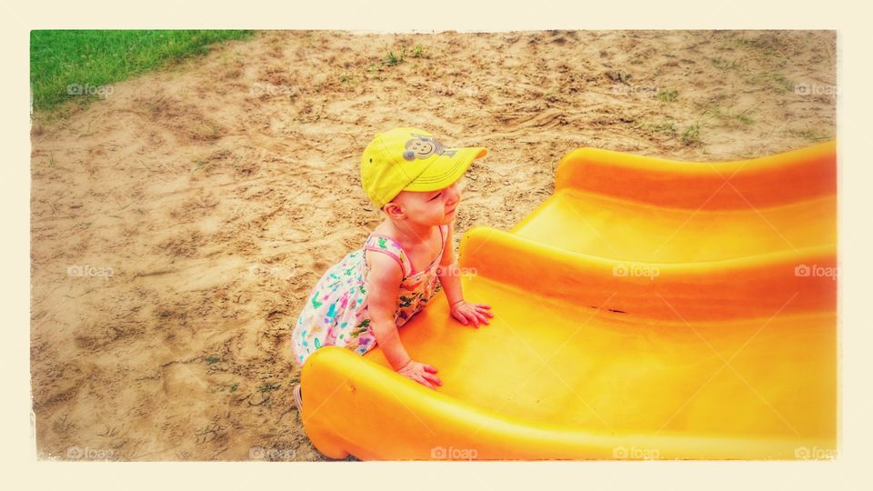 Play ground fun on the slide 