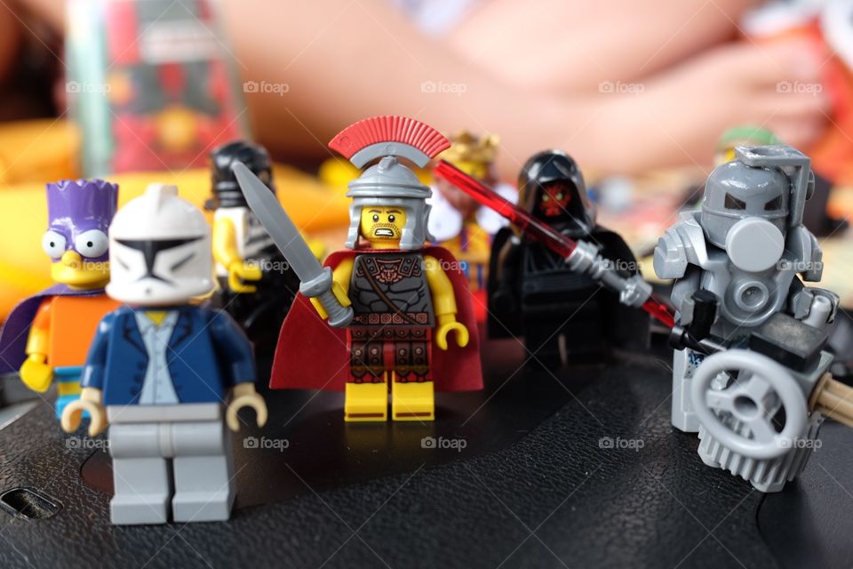 Toys on the floor ready to fight