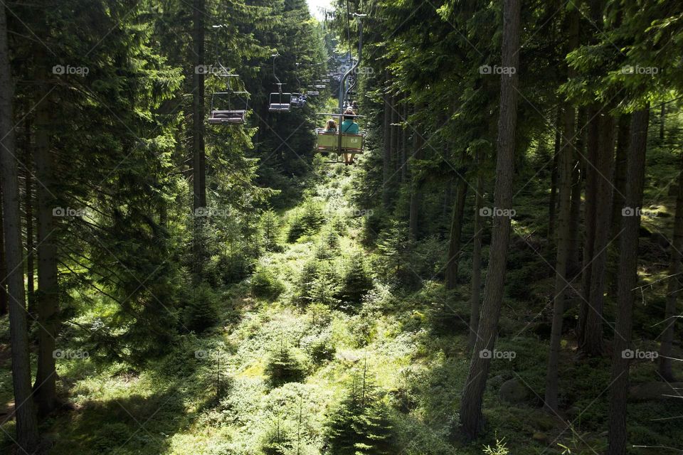 Mountains tourist lift in the mountains on a summer day