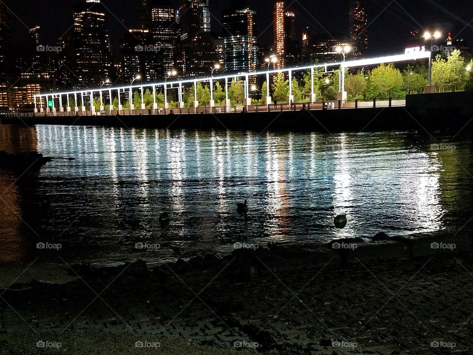 night lights Brooklyn pier 4 wall st view