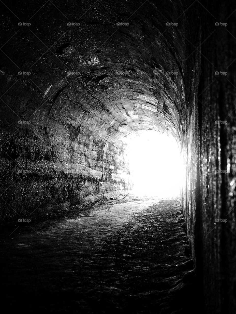 Empty tunnel with sunlight