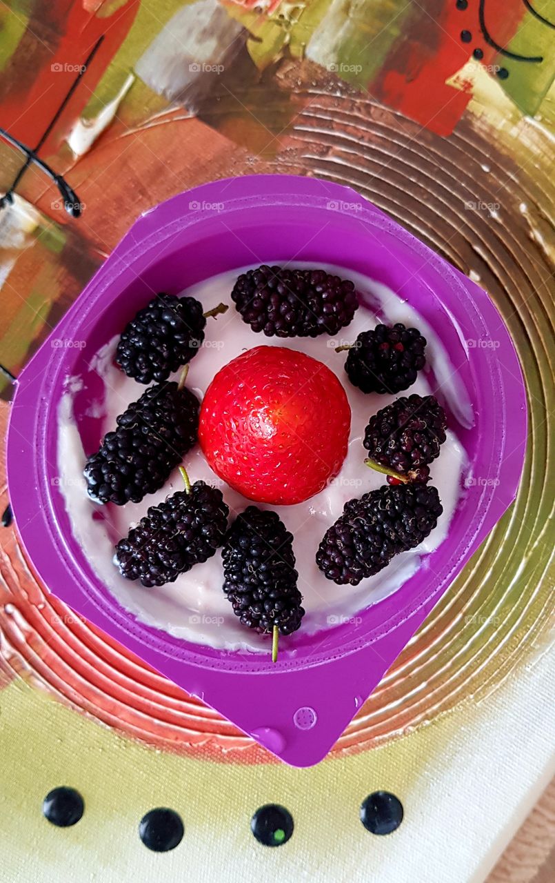 yogurt dessert with fruit