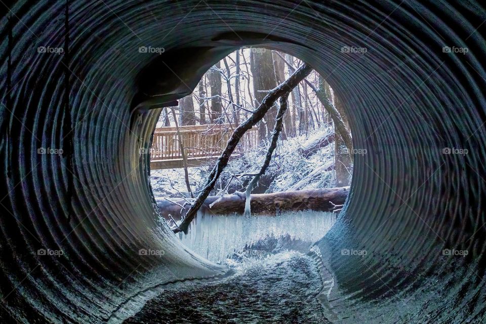 When it’s 4 F (-16 C) outside, there no need to worry about critters hanging out in a culvert. Always searching for a fresh perspective! 