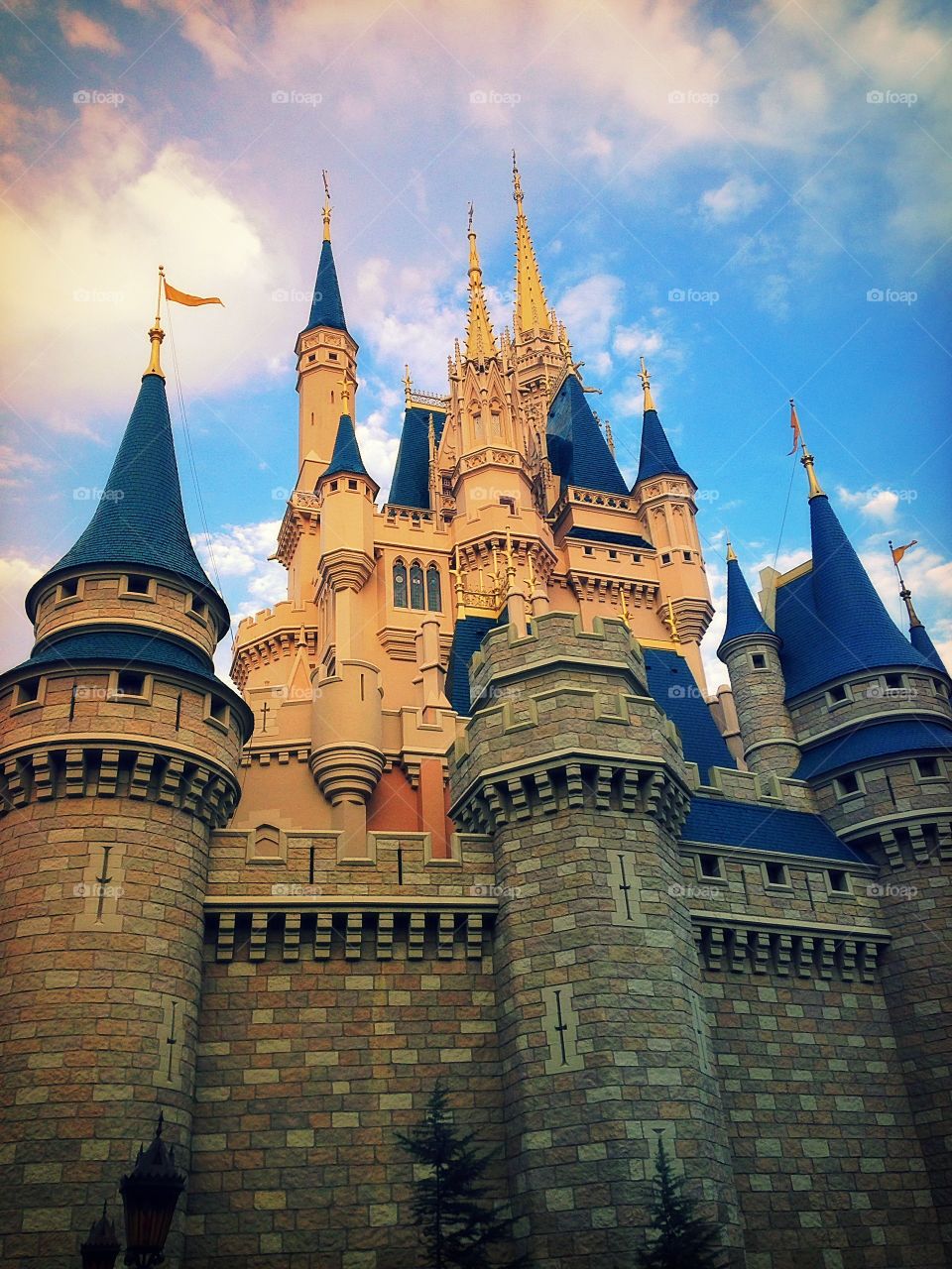 Low angle view of ancient castle