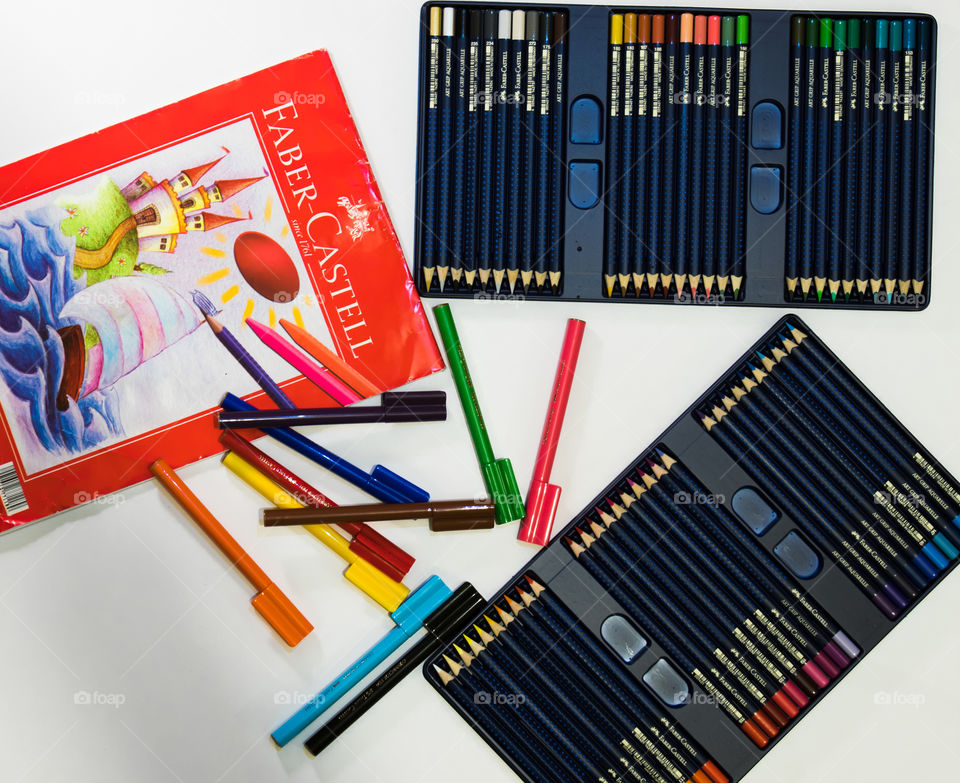 Faber Castel artgrip colour pencils, markers and  block
