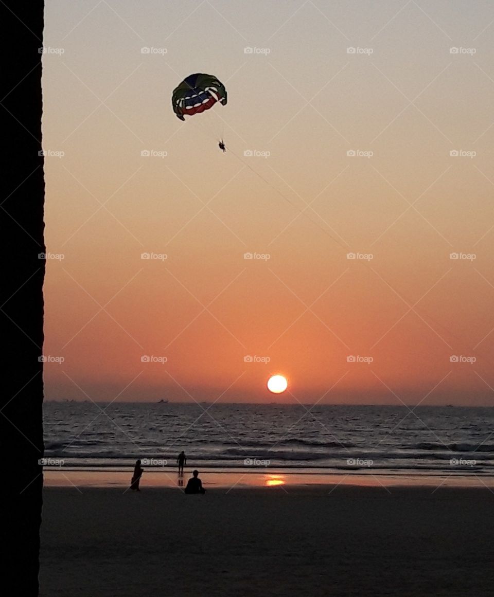 sunset on the beach of Leela Goa