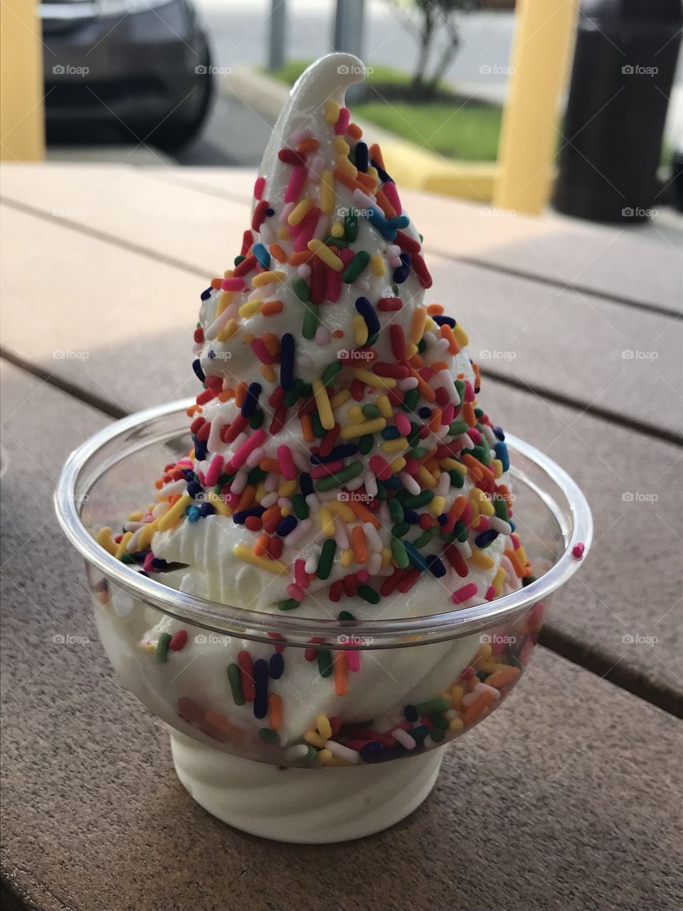 Vanilla ice cream with colourful confetti 