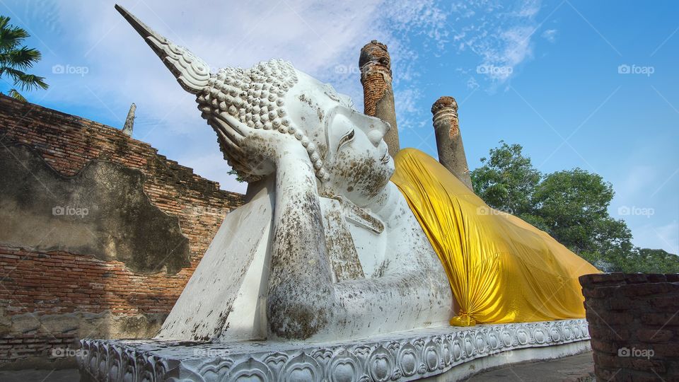 Reclining Buddha at Wat Yai Chaimonkol Ayutthaya Thailand 