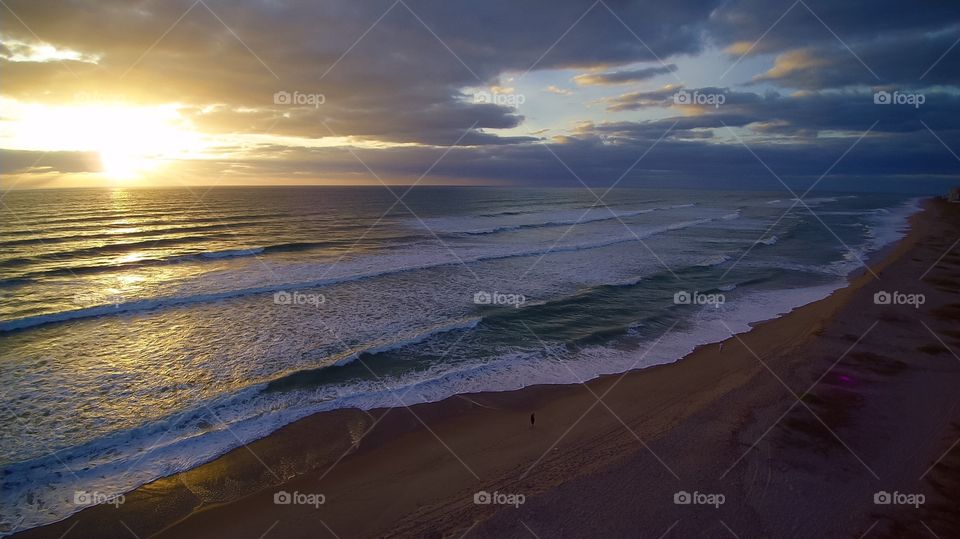 Juno Beach, Florida sunrise.  Ariel drone shot