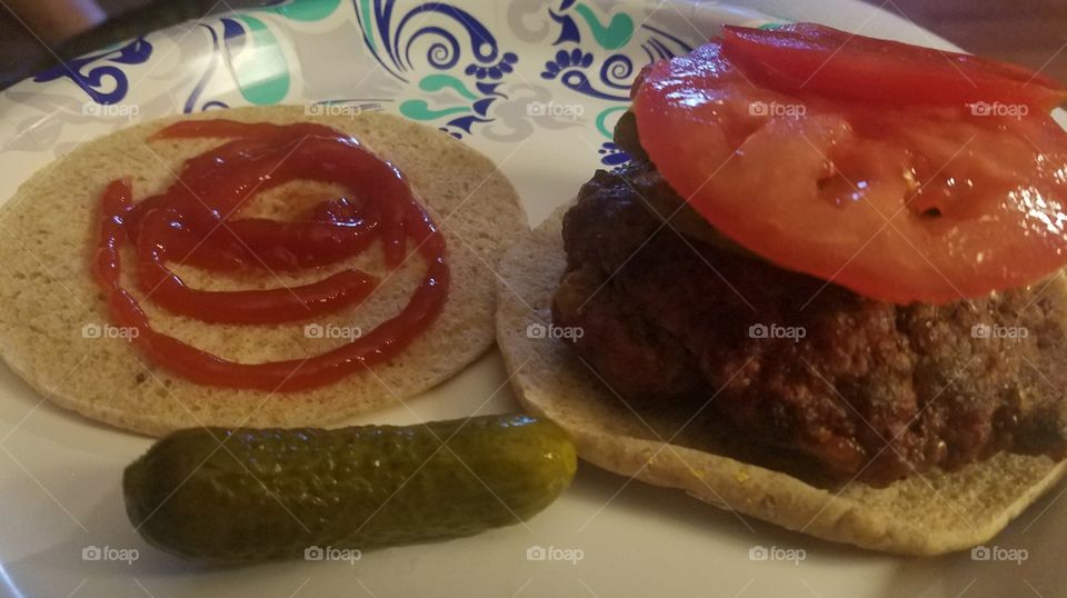 Cheese filled hamburger on a skinny bun?