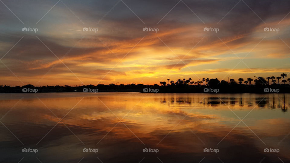 calm water at sunset