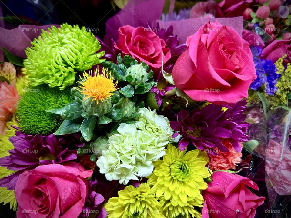 Vivid flower bouquet in luscious colors.