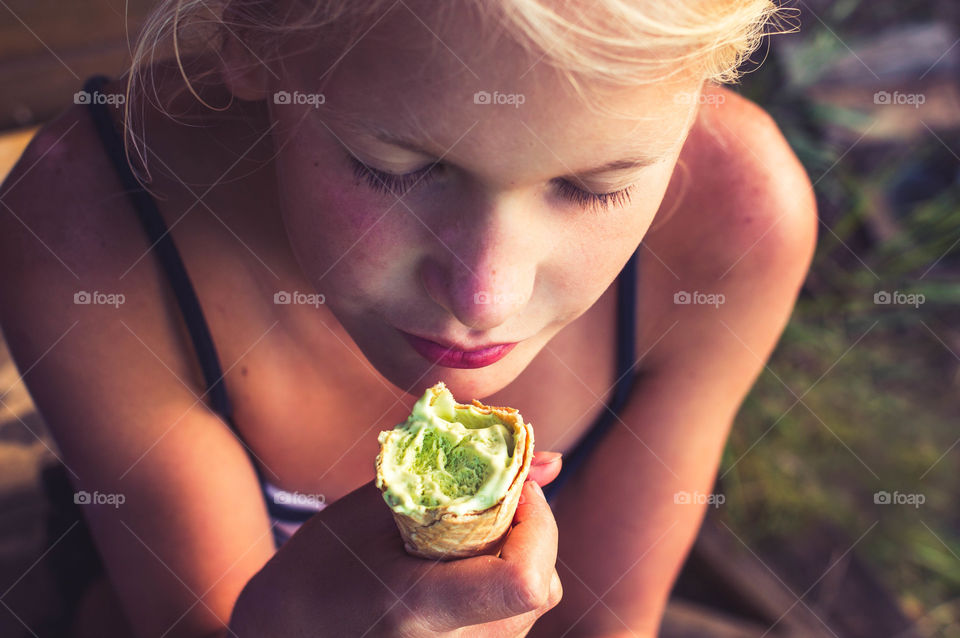 Girl eating ice cream